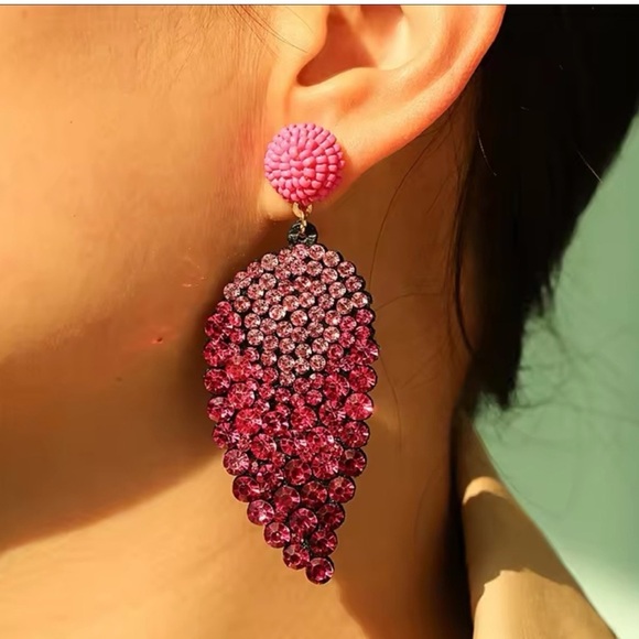 Pink Angel Wings Crystal Earrings - Picture 2 of 4